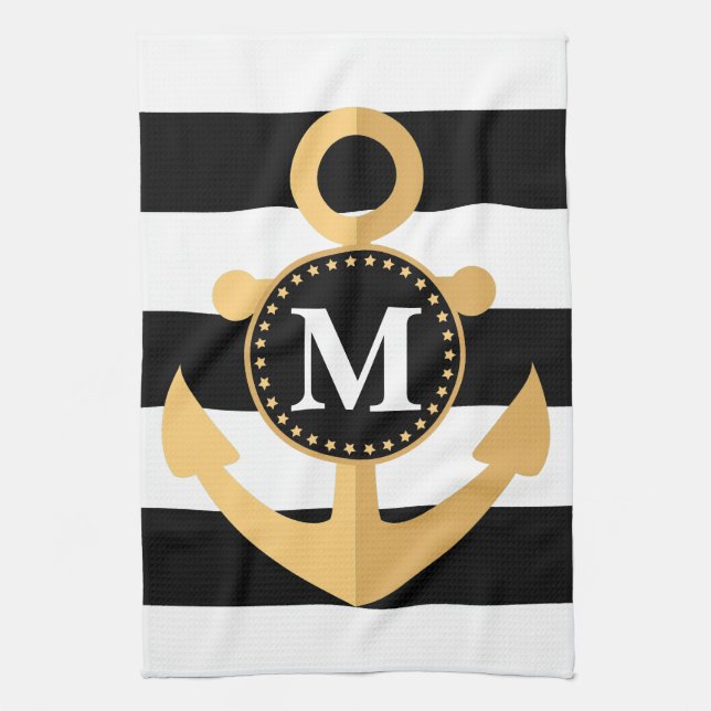 Linge De Cuisine Ancre et rayures (Vertical)