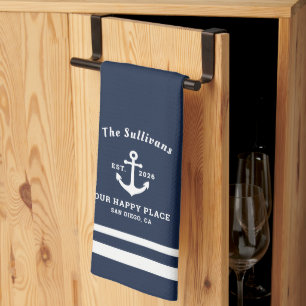Linge De Cuisine Ancre Nautionale Personnalisée Monogramme