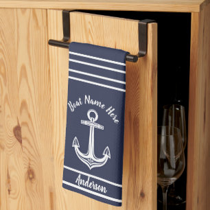 Linge De Cuisine Ancre nautique personnalisée Salle de bain Ocean N
