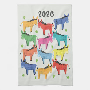 Linge De Cuisine Âne coloré du calendrier 2026