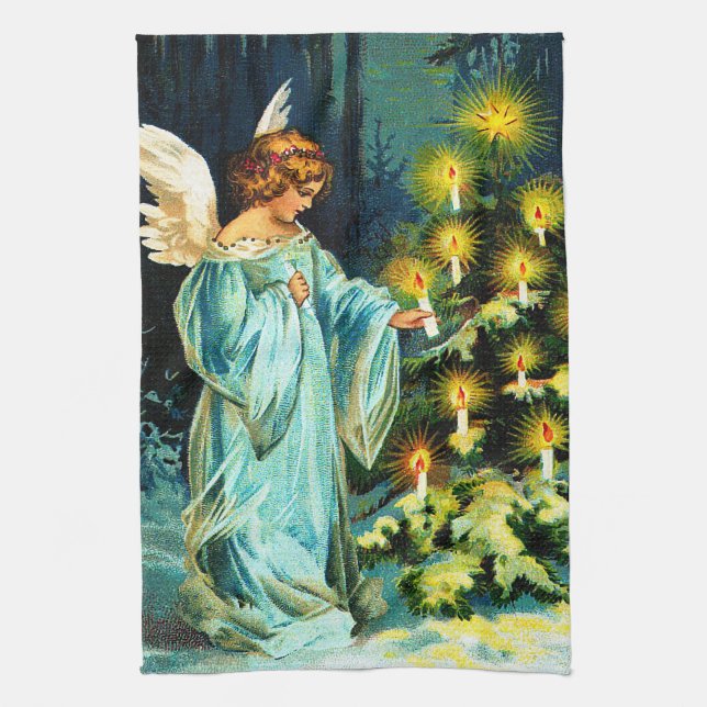 Linge De Cuisine Ange décorant l'arbre de Noël (Vertical)