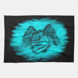 Linge De Cuisine Angel Eros en amour, design noir et vert