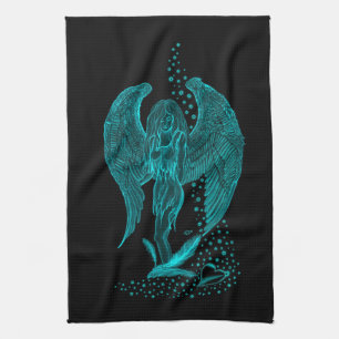 Linge De Cuisine Angel perdu en amour, noir et vert Design