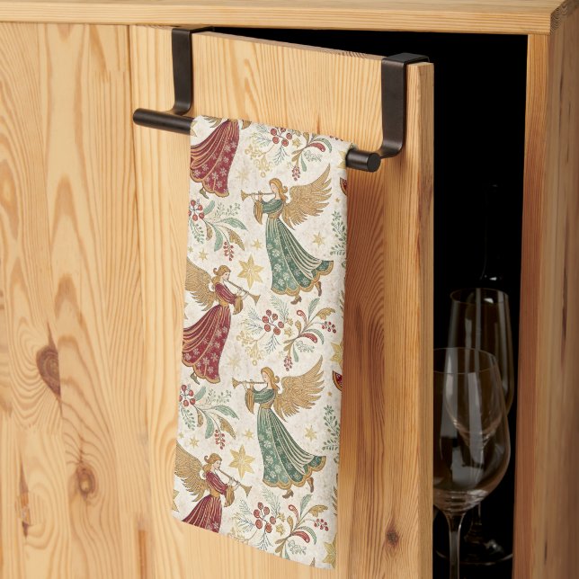 Linge De Cuisine Anges de Noël Vintage (Pliage en tiers)