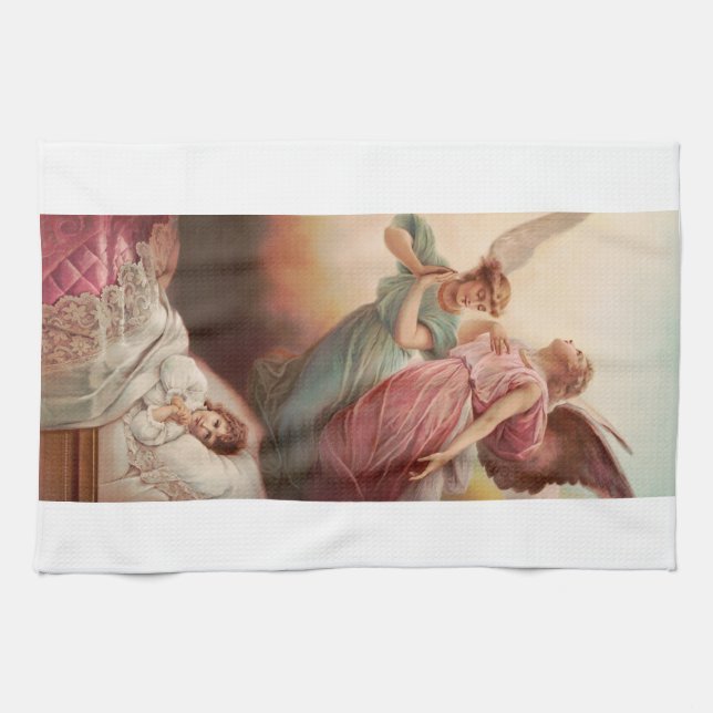 Linge De Cuisine Anges gardiens avec enfant (Horizontal)