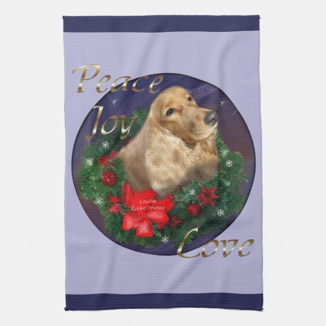 Linge De Cuisine Anglais Cocker Spaniel Christmas (Vertical)
