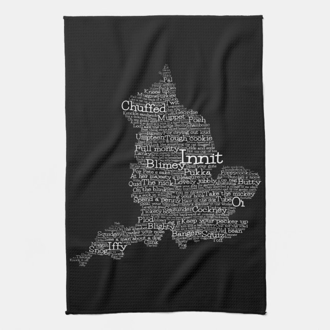 Linge De Cuisine Angleterre Slang British Word Art Carte (Vertical)