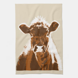 Linge De Cuisine Animal de ferme Brown de vache