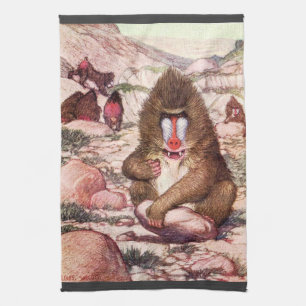 Linge De Cuisine Animal sauvage vintage, babouins de Louis Sargent