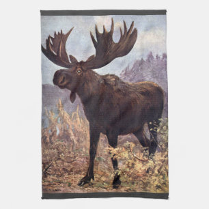 Linge De Cuisine Animal sauvage vintage, orignal ou wapiti par CE S