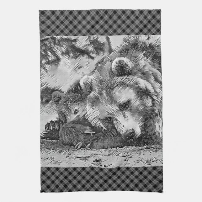 Linge De Cuisine AnimalArtBW_Bear_002 (Vertical)