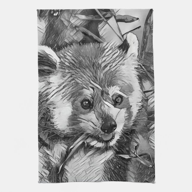 Linge De Cuisine AnimalArtBW_RedPanda_003 (Vertical)