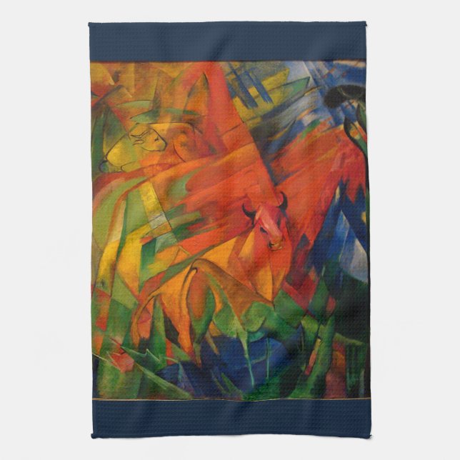 Linge De Cuisine Animaux dans un paysage de Franz Marc (Vertical)