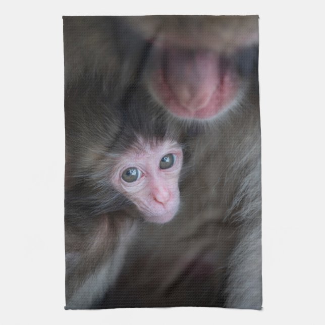 Linge De Cuisine Animaux de bébés cutest | Bébé Macaque singe et mè (Vertical)