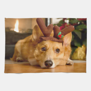 Linge De Cuisine Animaux de bébés cutest Corgi Christmas Reindeer