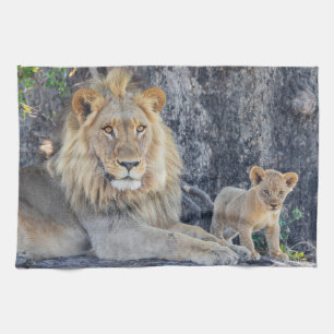 Linge De Cuisine Animaux de bébés cutest Lion Dad & Cub