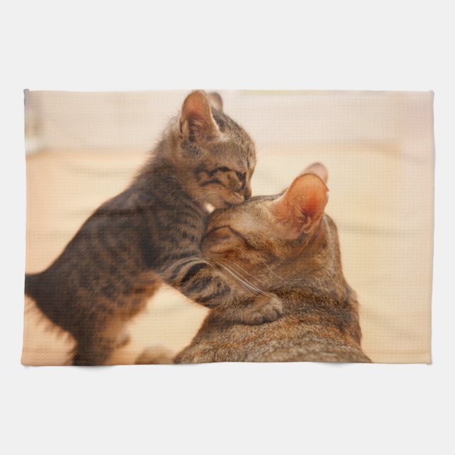 Linge De Cuisine Animaux de bébés cutest | Tabby Kitten Kiss (Horizontal)