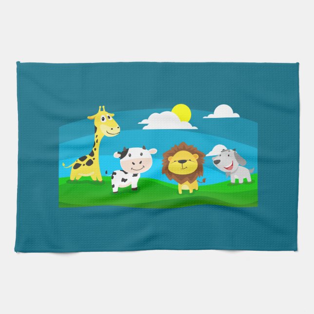 Linge De Cuisine Animaux de dessin animé (Horizontal)