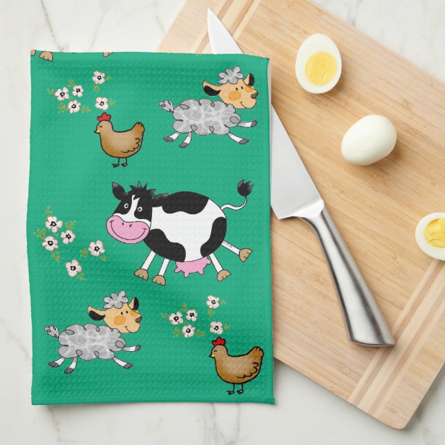 Linge De Cuisine animaux de ferme (Quart Plié)