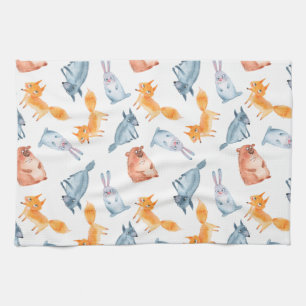 Linge De Cuisine Animaux de forêt de bande dessinée. Loup, ours,