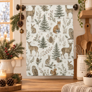 Linge De Cuisine Animaux de la forêt boisée rustique d'hiver