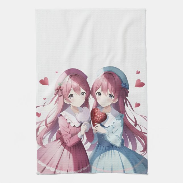 Linge De Cuisine Anime coeur Saint Valentin (Vertical)