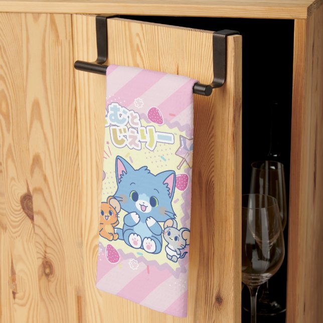 Linge De Cuisine Anime Tom et Jerry Strawberry Fun (Pliage en tiers)