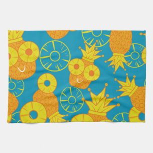 Linge De Cuisine Anneaux d'ananas : Caricature de Doodle Vintage.