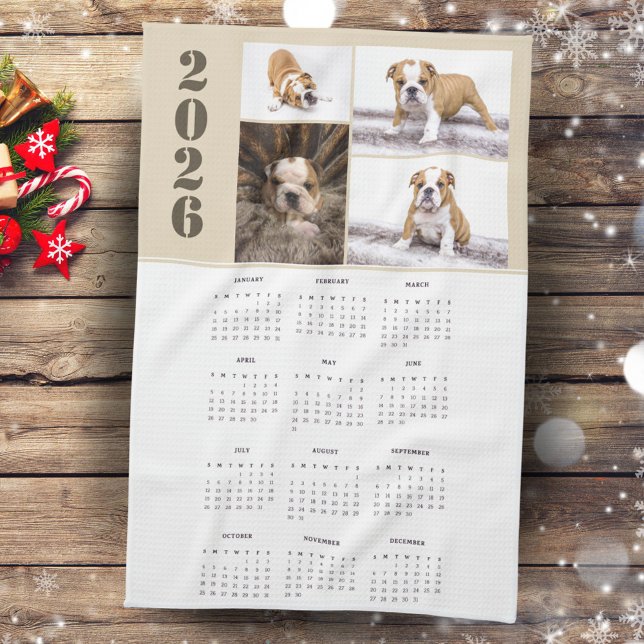 Linge De Cuisine Année 2026 Calendrier Chien animal de compagnie 4  (Créateur téléchargé)