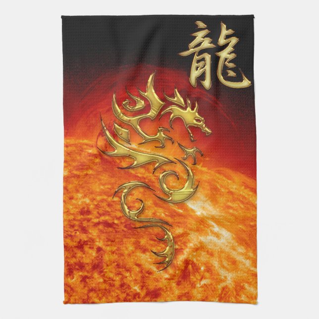 Linge De Cuisine Année chinoise du Dragon Telle asiatique avec sole (Vertical)