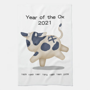Linge De Cuisine Année de l'Ox Cute Zodiac Animal 2021
