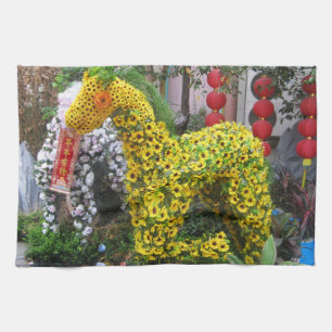 Linge De Cuisine Année du Cheval 春節馬 ... Topiaire de fleurs chino
