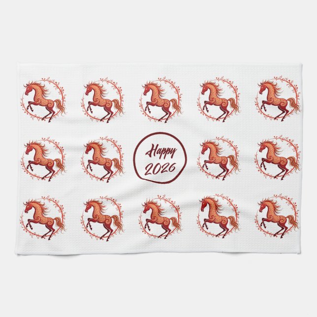 Linge De Cuisine Année du cheval 2026 (Horizontal)