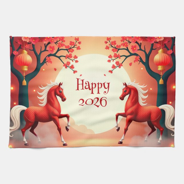 Linge De Cuisine Année du cheval 2026 (Horizontal)