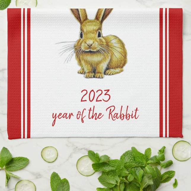 Linge De Cuisine Année du lapin chinois Nouvel An 2023 Zodiac (Plié)