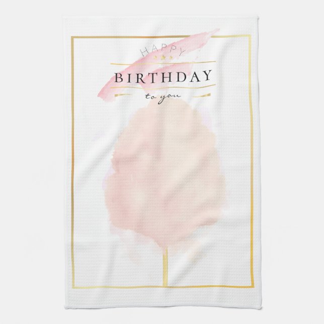 Linge De Cuisine Anniversaire Barbe à Papa Aquarelle Chic (Vertical)
