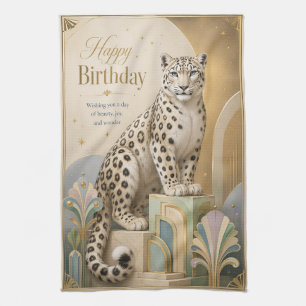 Linge De Cuisine Anniversaire de la Panthère des Neiges Dorée Éléga