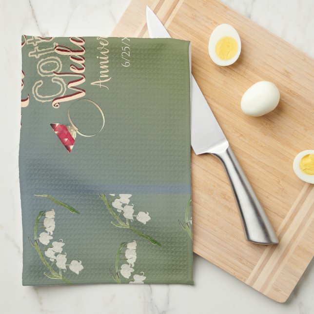 Linge De Cuisine Anniversaire du Mariage de coton de 2e année   (Quart Plié)