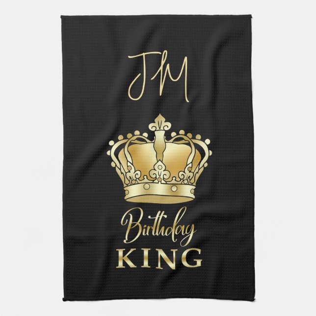 Linge De Cuisine Anniversaire King Gold Couronne reine de luxe Mono (Vertical)