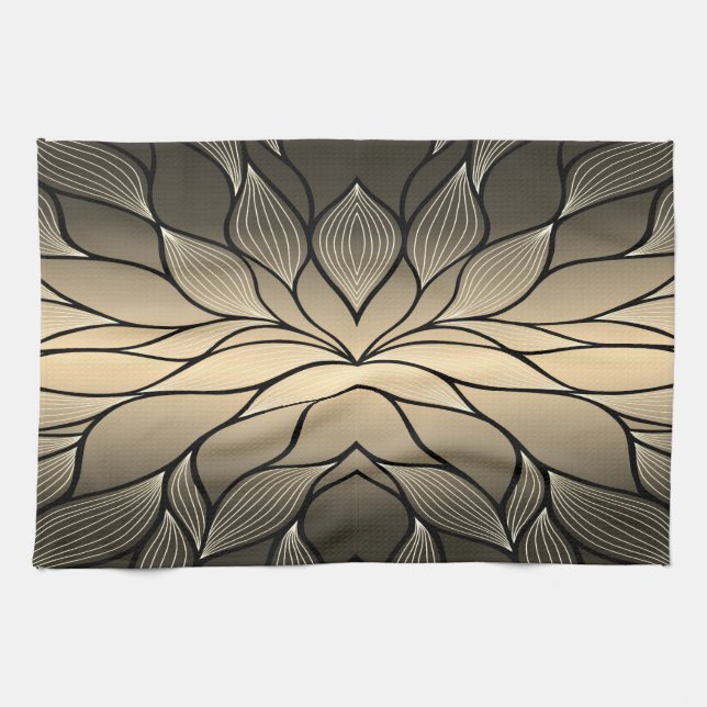 Linge De Cuisine Antique Gold Creative Leave Motif (Horizontal)
