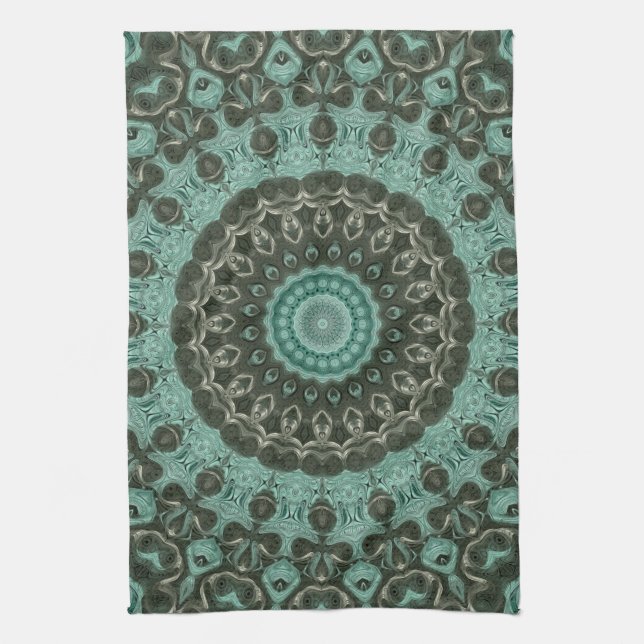 Linge De Cuisine Antiqued Emerald and Turquoise Medallion (Vertical)