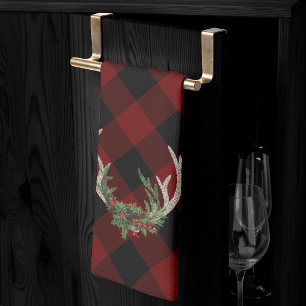 Linge De Cuisine Antlers Russes Boho Deer   Floral de Noël