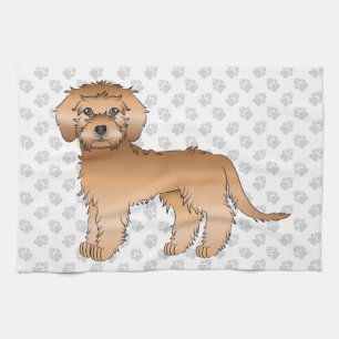 Linge De Cuisine Apricot Mini Goldendoodle Cute Cartoon Chien & Pât