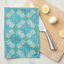 Aqua bleu et vert Motif à carreaux géométriques