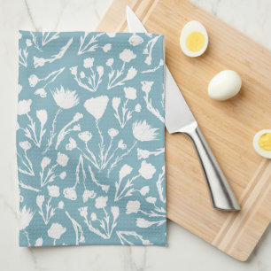 Linge De Cuisine Aqua Blue Botanical Cottage Imprimer