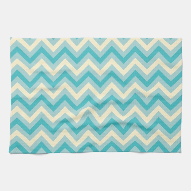 Linge De Cuisine Aqua Chevron (Horizontal)