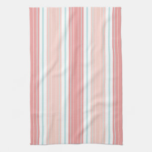 Linge De Cuisine Aqua de corail mol et Tan sur les rayures chics