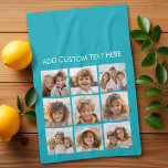 Linge De Cuisine Aqua Instagram Photo Collage avec 9 photos carrés<br><div class="desc">Utilisez vos photos sans cadres pour créer votre propre oeuvre d'art ! Ajoutez vos photos et instantanés préférés à cette bande pour un garde-mémoire amusant. Une façon artistique d'afficher vos meilleures photos de partage.</div>