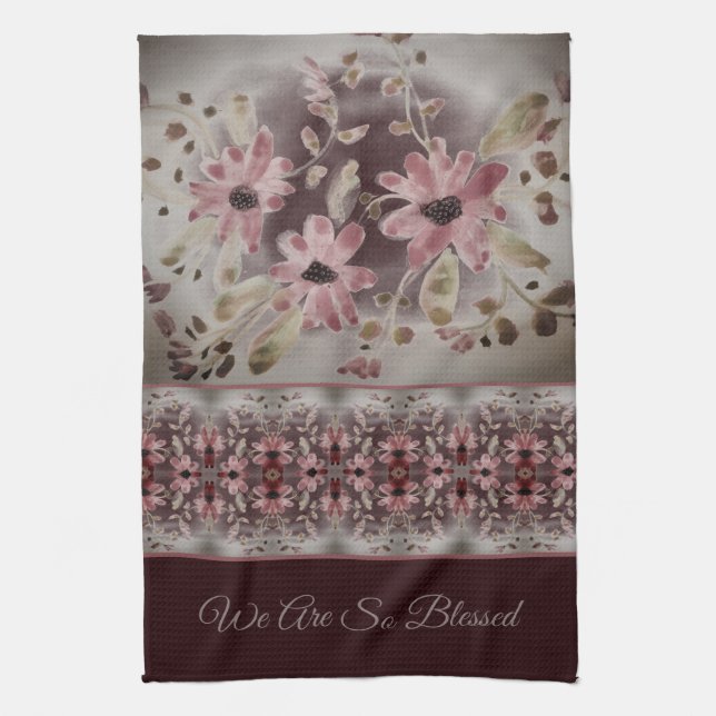 Linge De Cuisine Aquarelle à motifs floraux (Vertical)