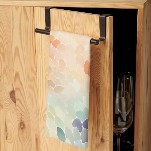 Linge De Cuisine Aquarelle Abstraite Pastel Doux (Pliage en tiers)